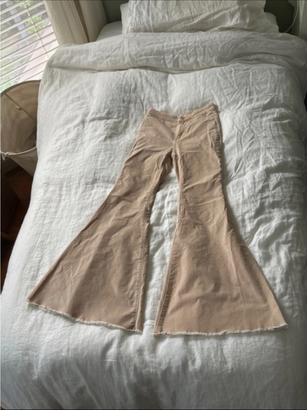 Free People Women’s Flared Jeans in Beige — Classic High-Rise Flare